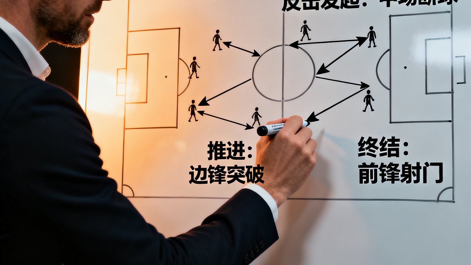 分析师在视频中画图讲解利物浦的反击套路